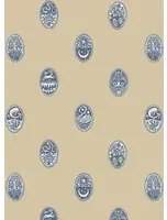 Josephine Munsey Carta da parati Linear Cameos - Shell, Churt Blue/ Cliffwell Stone