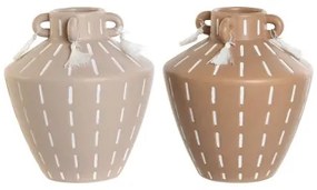 Vaso Home ESPRIT Marrone Marrone Chiaro Ceramica Coloniale Frange 15,5 x 15,5 x 17,1 cm (2 Unità)