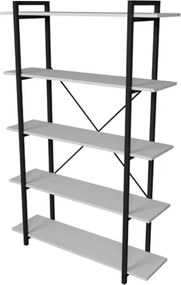 Libreria 5 Ripiani Stile Industrial 120x34x180 Jonah Bianca