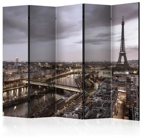 Paravento design Notte a Parigi II - architettura notturna con luci e grattacieli