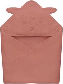 Lionelo - Asciugamano con cappuccio per bambini in mussola Rosso Corallo