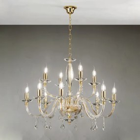 Lampadario a sospensione CECILIA in cristallo D95 cm 12 luci ORO