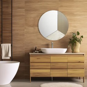 Specchio rotondo moderno 80 cm effetto marmo avorio e vetro bronzo - OSCAR