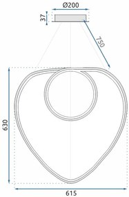 Lampada Da Soffitto Pensile Ring Moderno LED+Telecomando APP798-cp Chrome