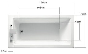 Kamalu - vasca da bagno 170x75cm modello km200