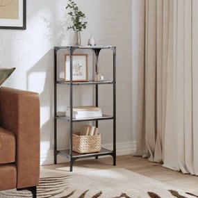 Scaffale Con Piano İn Vetro Nero 40x30x95cm İn Acciaio /