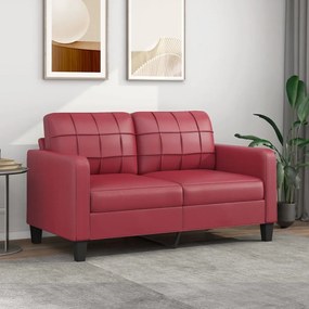 Divano A 2 Posti Rosso Vino 140 Cm İn Similpelle /