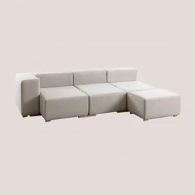 Divano Chaise Longue Modulare 4 Posti Con 1 Bracciolo Robert Beige Crema - Sklum