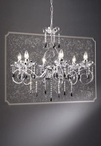 6-light chandelier Chrome  Jet crystal -710/6 -Fashion Crystal - Arredo Luce Cromo