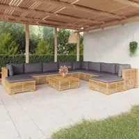 Set Divani da Giardino 11 pz con Cuscini Legno Massello di Teak 3100884