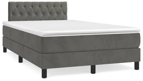 Letto A Molle Materasso E Led Grigio Scuro 120x190cm İn Velluto /