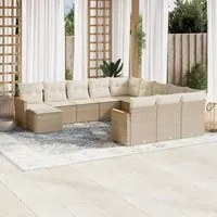 Set Divani da Giardino 12 pz con Cuscini Beige in Polyrattan 3258985