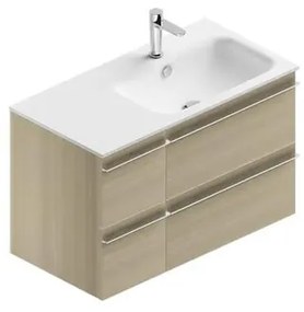 Mobile sottolavabo e lavabo Linea per doppia vasca rovere natura in truciolare L 90 x H 55 x P 46 cm 4 cassetti