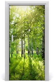 Adesivo per porta Foresta di betulla 85x205 cm