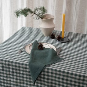Tovaglia in lino 140x250 cm Forest Green Gingham – Linen Tales