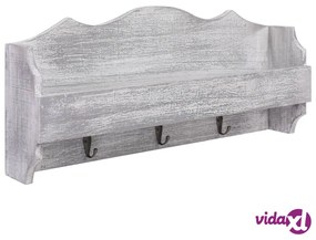 vidaXL Appendiabiti a Muro Grigio 50x10x23 cm in Legno