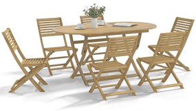 Set Da Pranzo Da Giardino 7 Pz İn Legno Massello Di Acacia /