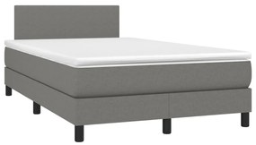 Letto a molle materasso e led grigio scuro 120x190cm in tessuto