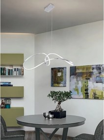 Lampadario LED moderno Evelin grigio, luce con 3 temperature di colore 2400 lumen, NOVECENTO
