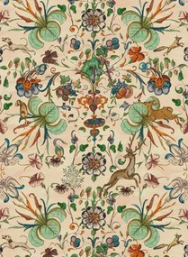 Mindthegap Carta da parati The Deer Stalker - Taupe/ Green/ Red/ Blue