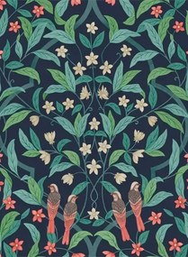 Cole & Son Carta da parati Jasmine & Serin Simphony - Coral on Ink