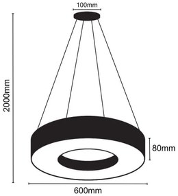 Lampadario LED a sospensione con filo LED/30W/230V 4000K diametro 60 cm