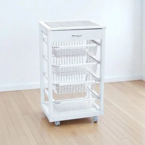 Carrello Cucina Portafrutta con Cassetto Portaoggetti BIANCO
