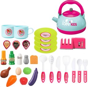 Cucina Giocattolo Bambini Luci Suoni e Bollitore Funzionante 29 Accessori Rosa...