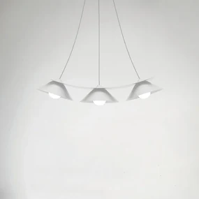 Lampadario Moderno Miller bianco paralume bianco 3x E27 LUMICOM
