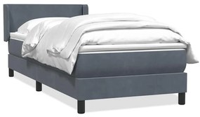 Giroletto A Molle Con Materasso Grigio Scuro 90x220 Cm Velluto /