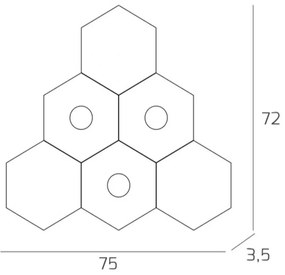 Plafoniera Moderna 6 Moduli Hexagon Metallo Bianco 3 Luci Led 12X3W