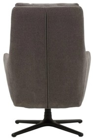 Poltrona girevole NEW ARLEY in tessuto grigio e base in metallo nero