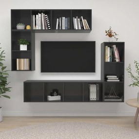 Set Mobile Tv 4 Pz Grigio Lucido İn Truciolato /