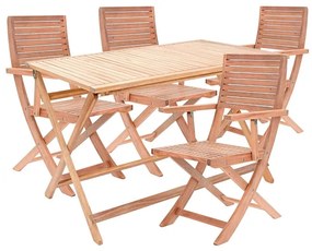 Set tavolo e sedie Solis NATERIAL in acacia marrone per 4 persone