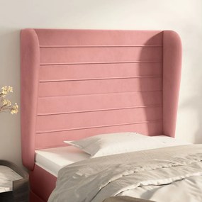 Testiera Ad Orecchio Rosa 83x23x118/128 Cm İn Velluto /