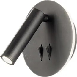 Applique SELLA rotonda in metallo Nero 13 cm retroilluminata con spot LED orientabile