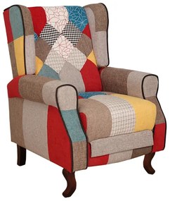 Poltrona relax tessuto patchwork BERGERE Reclinabile poggiapiedi