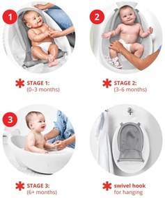 Skip Hop - Vaschetta per bambini MOBY 3 con supporto ergonomico bianca