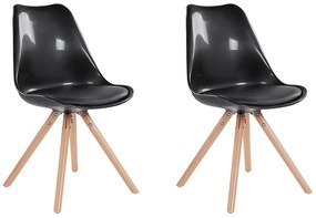 Set di 2 sedie in plastica nera e legno naturale DAKOTA Beliani