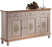 Madia credenza napoletana 3 porte bianco decori l.150 p.43 h.98