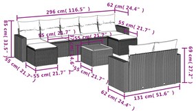 Set Divano da Giardino 10 pz con Cuscini Beige in Polyrattan