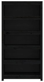 Libreria Nera 80x35x154 cm in Legno Massello di Pino