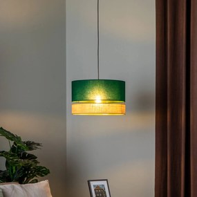 Lampada a sospensione Euluna Levo, Ø 40 cm, juta/verde scuro