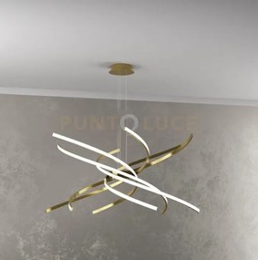 Tornado sospensione d.80 cm. oro brunito verniciato luce naturale 4...