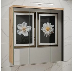 Mobile da bagno a parete con specchio VENOM verde/rovere artisan