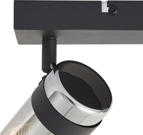 Faretto da soffitto nero con vetro fumé 3 luci orientabile e inclinabile - Gianni