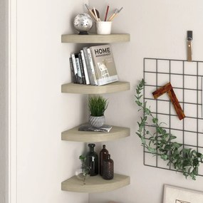 Scaffali Angolari A Parete 4 Pz Rovere 25x25x3,8 Cm İn Mdf /