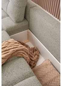 Divano angolare componibile marrone chiaro allungabile/con contenitore (con penisola a sinistra) Lulu – Miuform