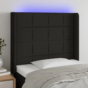 Testiera A Led Nera 83x16x118/128 Cm İn Tessuto /