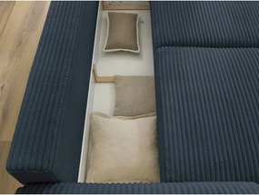 Divano in blu scuro allungabile con rivestimento in velluto a coste 257 cm Lucien – Bobochic Paris